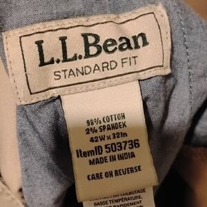 L.L. Bean Beige Standard Fit Trousers